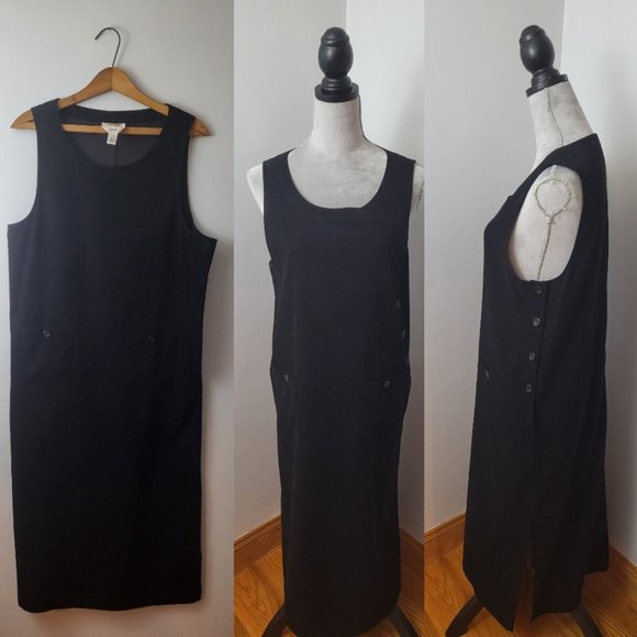 EUC Vintage 90s Retro Goth Talbots Black Velvet Long Maxi Dress Size 8 Pockets - Picture 1 of 11